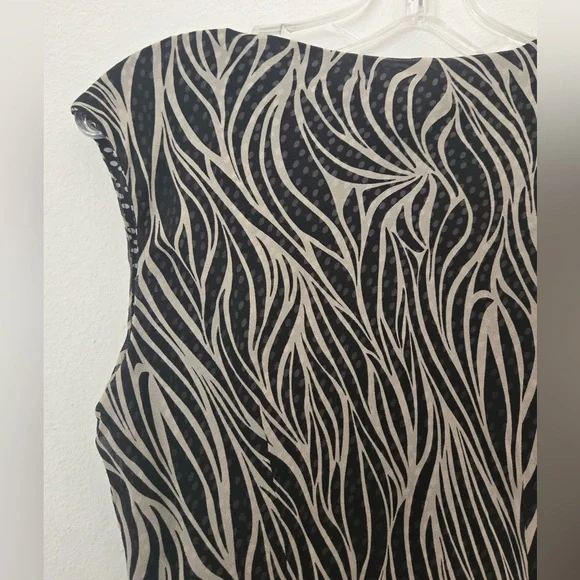 Coldwater Creek Silk Blend Dress Black White Cowl Neck Sleeveless P10 - Picture 3 of 10